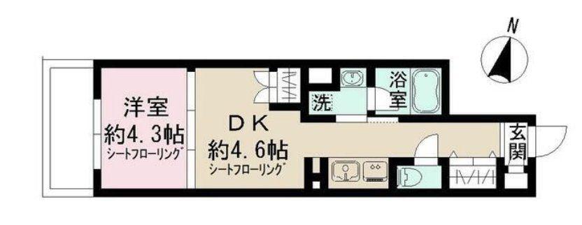 アドミラル碑文谷(1DK/2階)の間取り写真