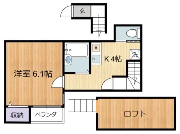 エルムハイツ(1K/2階)の間取り写真