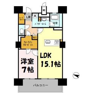 ロイヤルパークスERささしま(1LDK/19階)の間取り写真