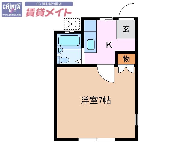 コーポ大里I(1DK/2階)の間取り写真