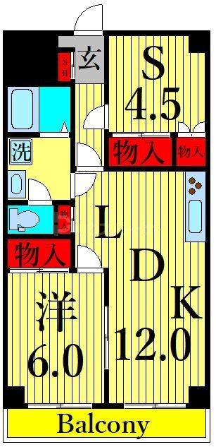 フェアリーヒルズ保木間(1SLDK/2階)の間取り写真