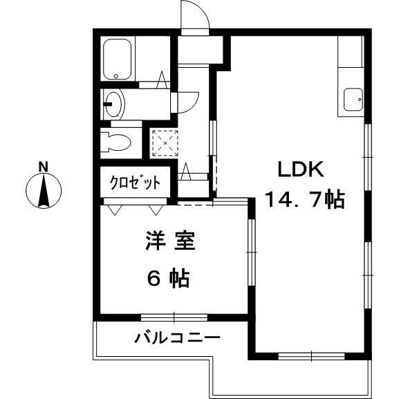 グレース仁川(1LDK/3階)の間取り写真