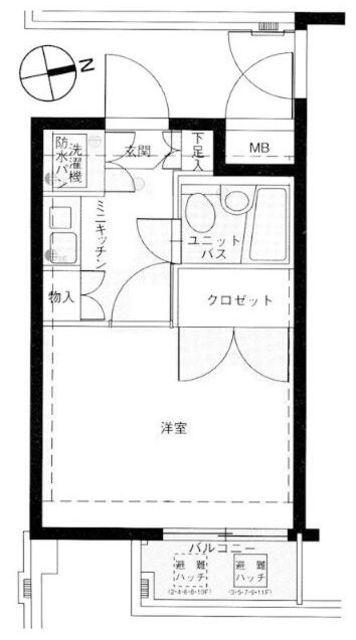 メインステージ大森海岸(1K/7階)の間取り写真