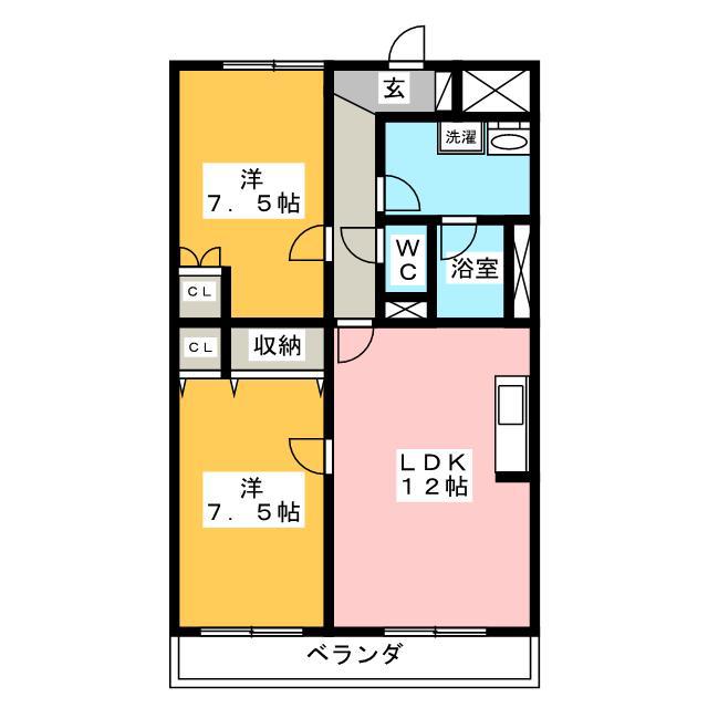 ラ・プランタン(2LDK/4階)の間取り写真
