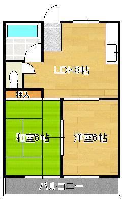 和光第二ビル(2DK/2階)の間取り写真