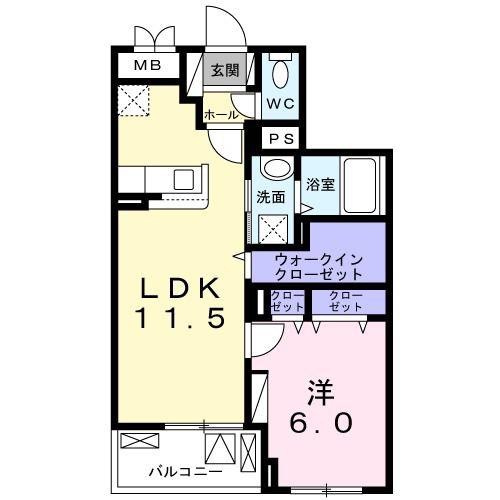 ウエストレジデンス(1LDK/2階)の間取り写真