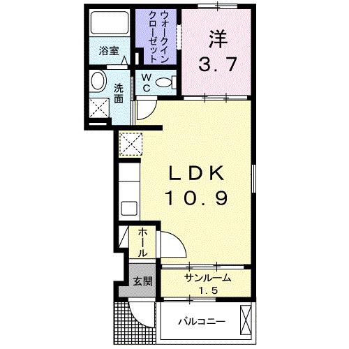 ファータ・カーザ(1LDK/1階)の間取り写真