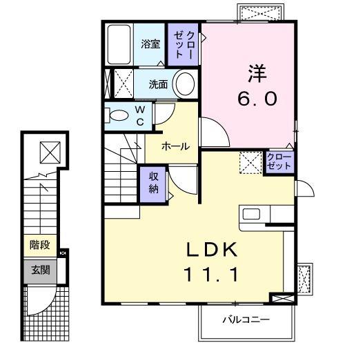 KSル・クープルIII(1LDK/2階)の間取り写真