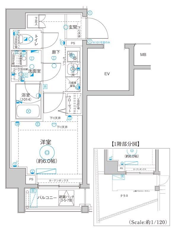 LEA横濱山手壱番館(1K/7階)の間取り写真