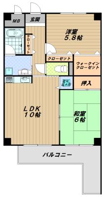 サウスヴィラITO(2LDK/4階)の間取り写真