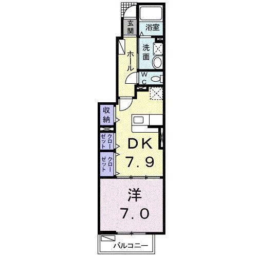 シーサイドグランデ A(1DK/1階)の間取り写真