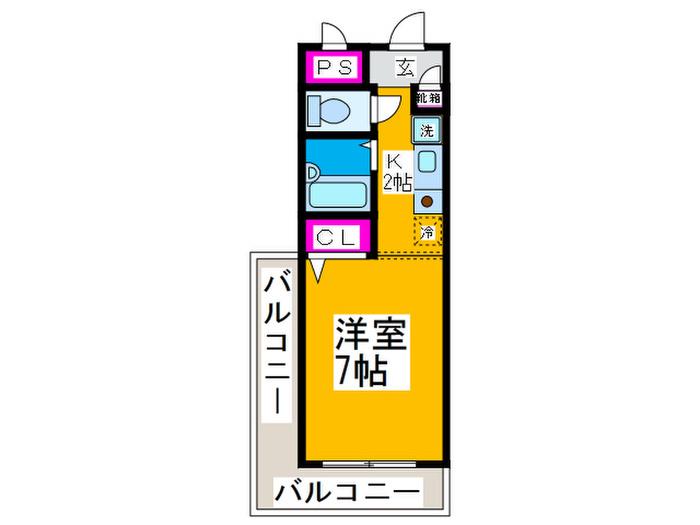 フレンドビラ三国ヶ丘(1K/4階)の間取り写真
