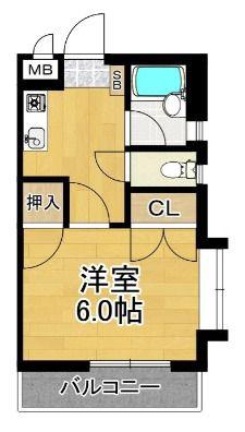シティハイム愛宕(1K/2階)の間取り写真