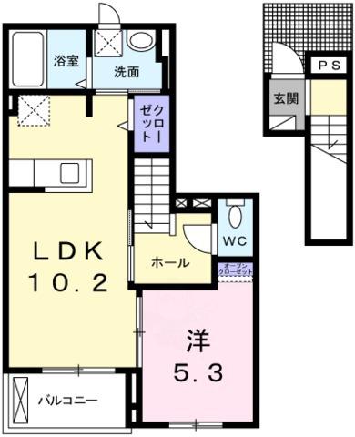 コスモビレッジ(1LDK/2階)の間取り写真