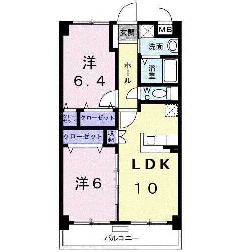 ビューテラス田村(2LDK/1階)の間取り写真