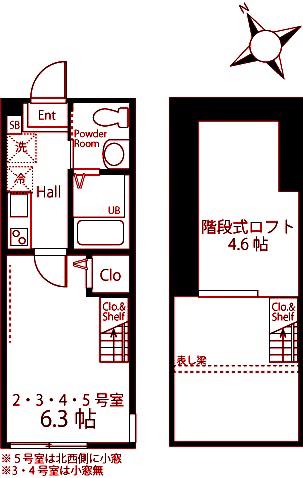 ハーミットクラブハウス シャルム岸根公園(1K/2階)の間取り写真