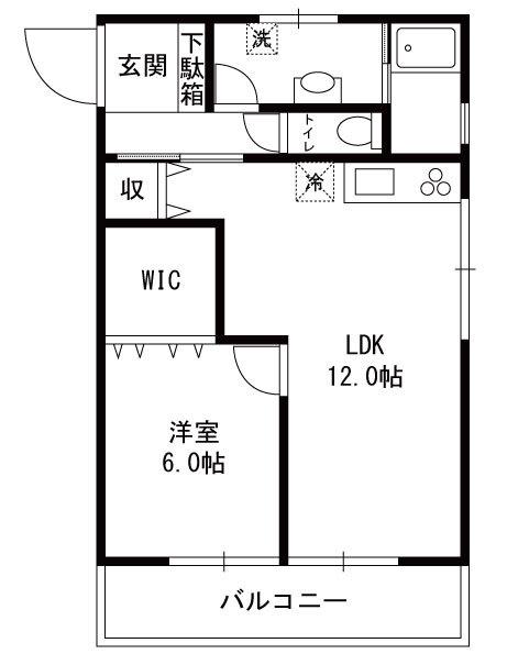 松ヶ丘マンション(1LDK/2階)の間取り写真