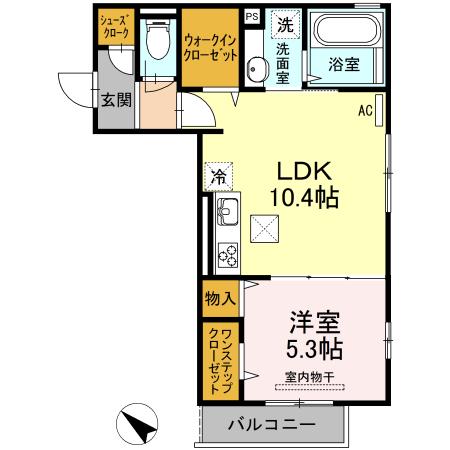 カルペディエム(1LDK/1階)の間取り写真