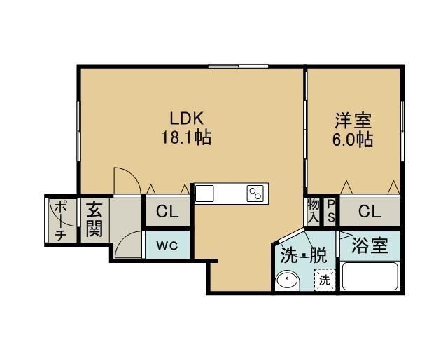 ハイツLUXURY(1LDK/1階)の間取り写真