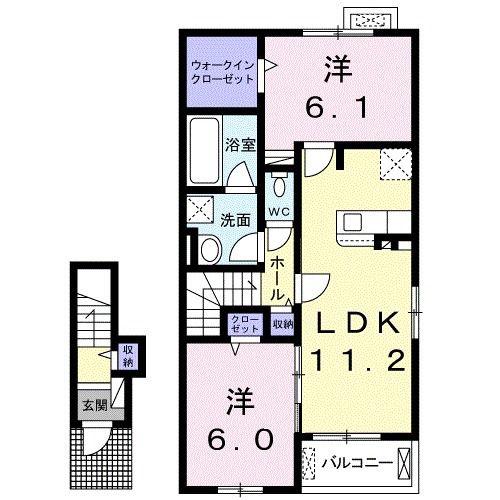 モダンブローテI(2LDK/2階)の間取り写真
