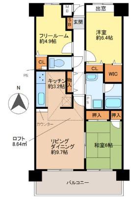 ラヴィーヌ砥堀(3LDK/7階)の間取り写真
