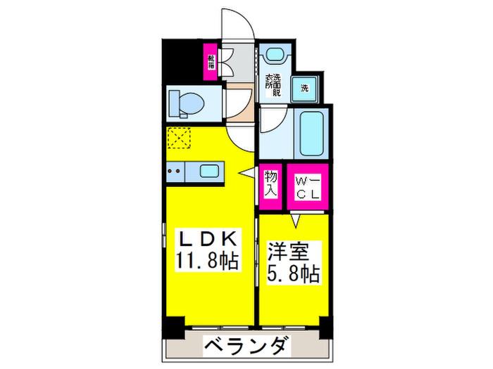 アストロ堺(1LDK/8階)の間取り写真