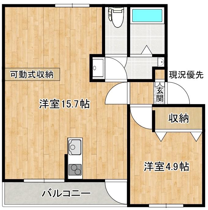 マッサム西持田2号館(1LDK/3階)の間取り写真