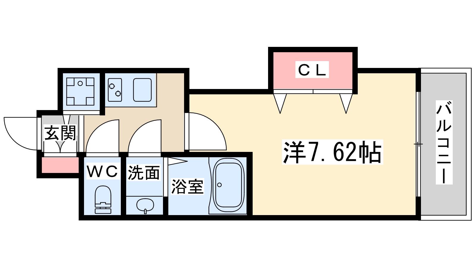 ラグゼ天神橋(1K/14階)の間取り写真