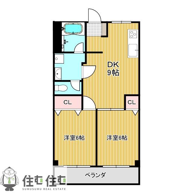 スギナミビル(2LDK/3階)の間取り写真