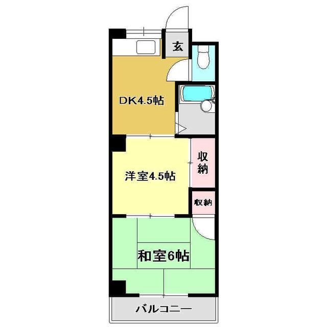 コーポフジ(2DK/4階)の間取り写真