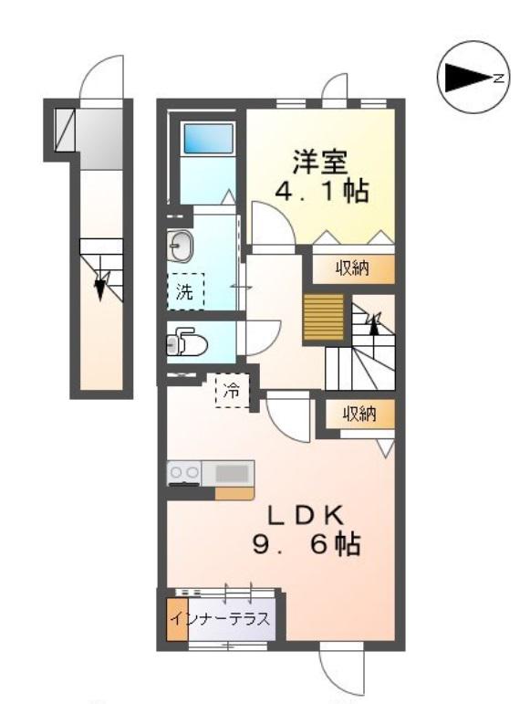 ウィングコートA(1LDK/2階)の間取り写真