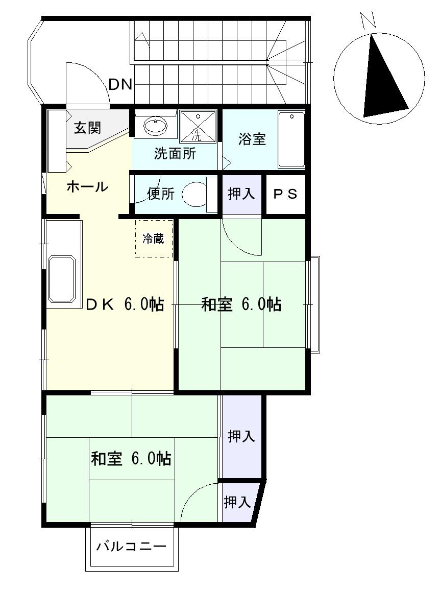 笑福ビル(2DK/3階)の間取り写真