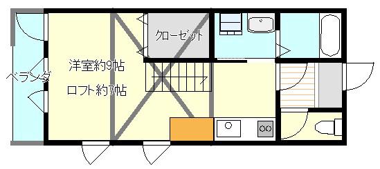 ホットハウス北山(ワンルーム/2階)の間取り写真