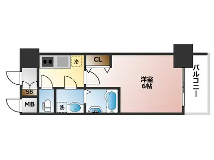 エスリード難波ザ・アーク(1K/10階)の間取り写真