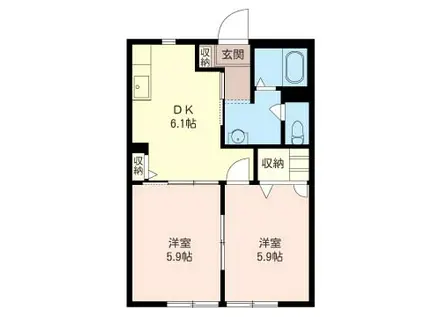 ヴィラ・イースト(2DK/1階)の間取り写真