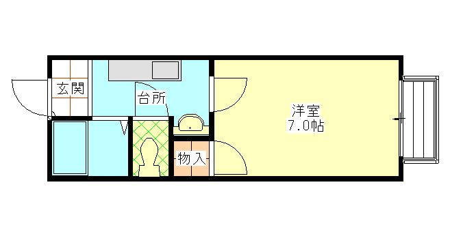 プランタン石沢III(1K/2階)の間取り写真