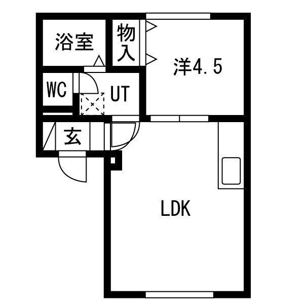 ウィンディア苗穂(1LDK/2階)の間取り写真