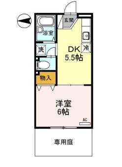 ロイヤルハイツII(1DK/1階)の間取り写真