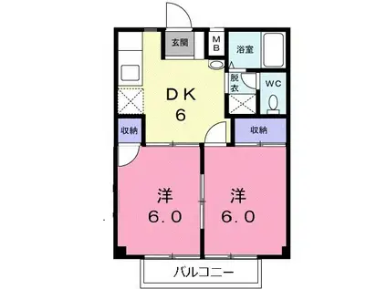 サクセスコーポオイカワ(2DK/1階)の間取り写真