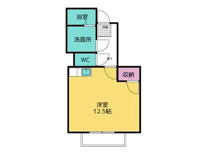 セントラルアイランドB(ワンルーム/1階)の間取り写真