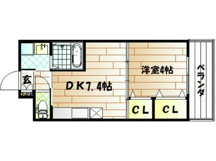 プルーム下到津(1LDK/3階)の間取り写真