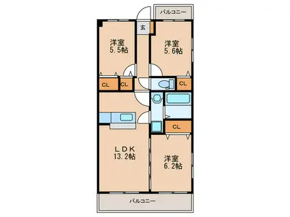 カサグランデ 3(3LDK/3階)の間取り写真