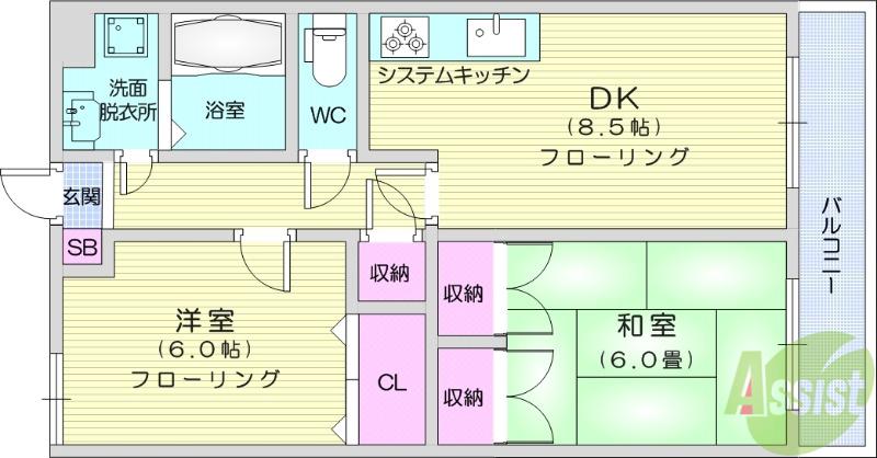 メルベイユ柳生(2DK/3階)の間取り写真