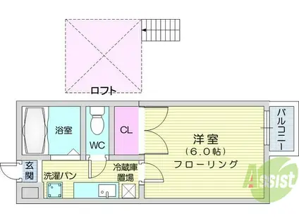 アーバンシティ西多賀(1K/2階)の間取り写真