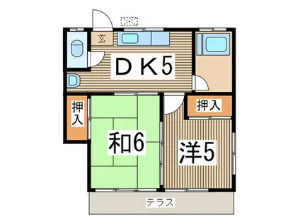 小杉荘(2DK/1階)の間取り写真