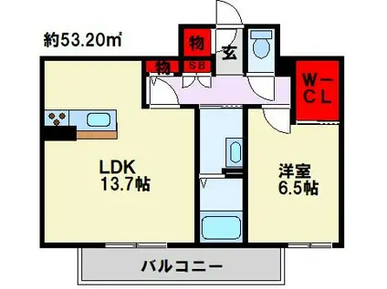 シャーメゾンひびきの(1LDK/3階)の間取り写真