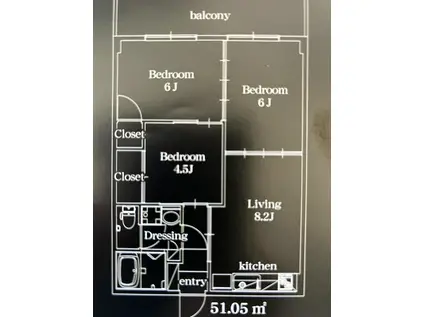 リーガ吾田(3DK/2階)の間取り写真
