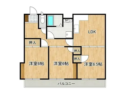興人松江マンション(3LDK/6階)の間取り写真