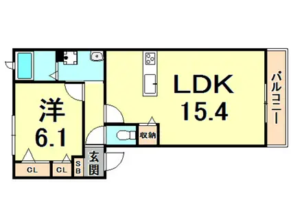 MAST COURT 丸橋 A棟(1LDK/2階)の間取り写真