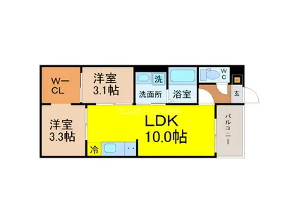 REGALEST上飯田駅(2LDK/2階)の間取り写真